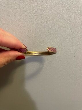 Alex and Ani Gold-Tone Cuff Bracelet with Pink Chevron Accents